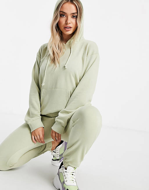Missguided co-ord hoody and jogger set in sage green
