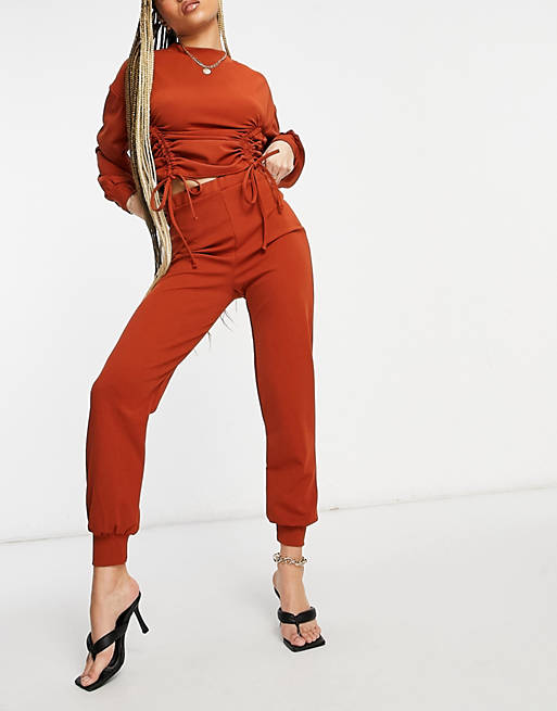 Missguided co-ord jogger in rust
