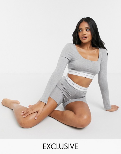 Missguided co-ord lounge set with script detail in grey