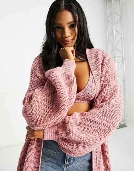 Missguided co ord maxi cardigan with batwing sleeves in rose ASOS