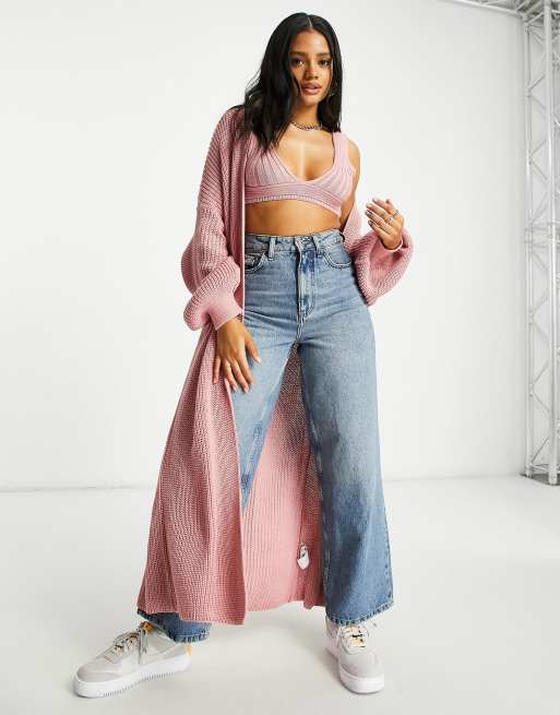 Missguided co ord maxi cardigan with batwing sleeves in rose ASOS