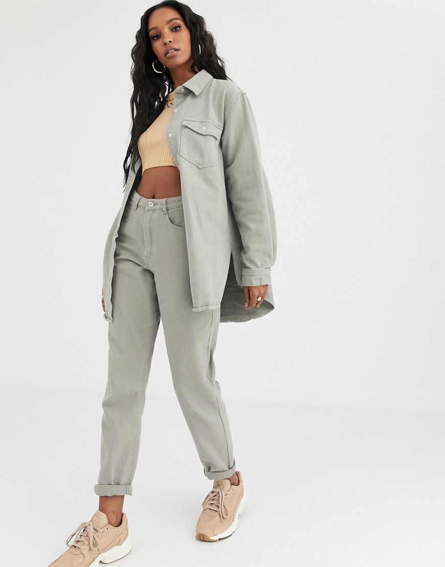 Missguided co-ord mom jeans in sage-Green