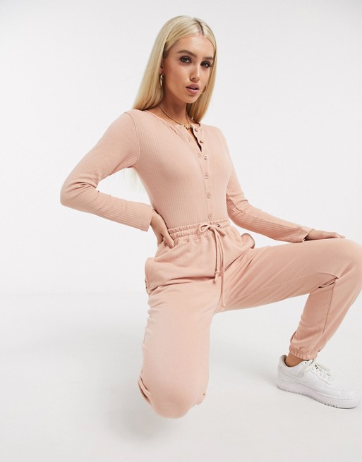Missguided co-ord oversized joggers in blush