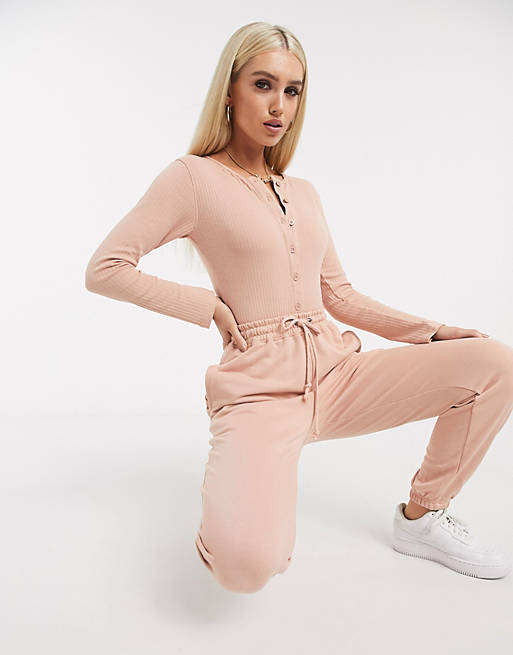 Missguided co-ord oversized joggers in blush