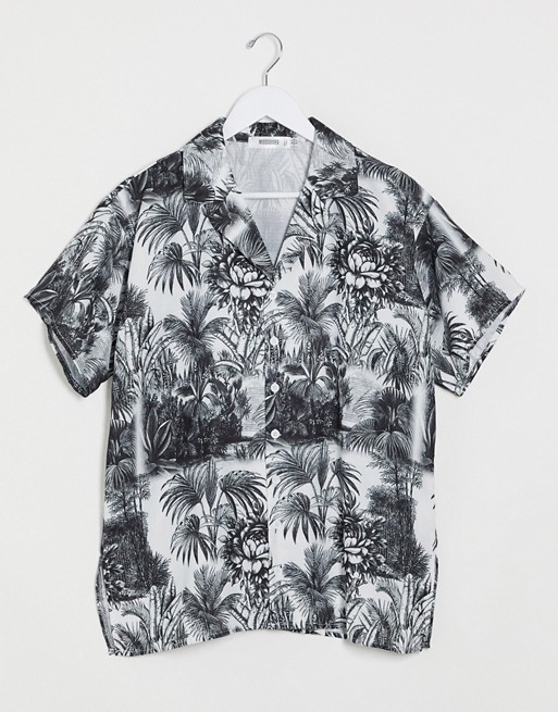 Missguided co-ord oversized shirt in leaf print