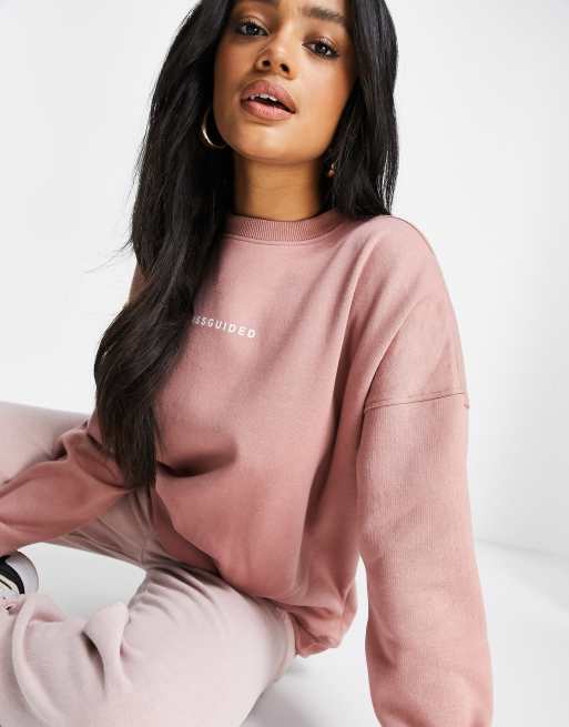 Missguided co ord oversized sweatshirt in mauve