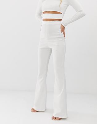 white ribbed flares