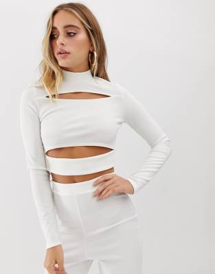 white cut out top