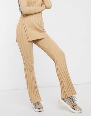 camel flared trousers