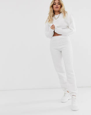 white ribbed joggers