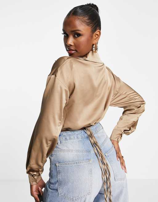 Missguided satin store wrap top