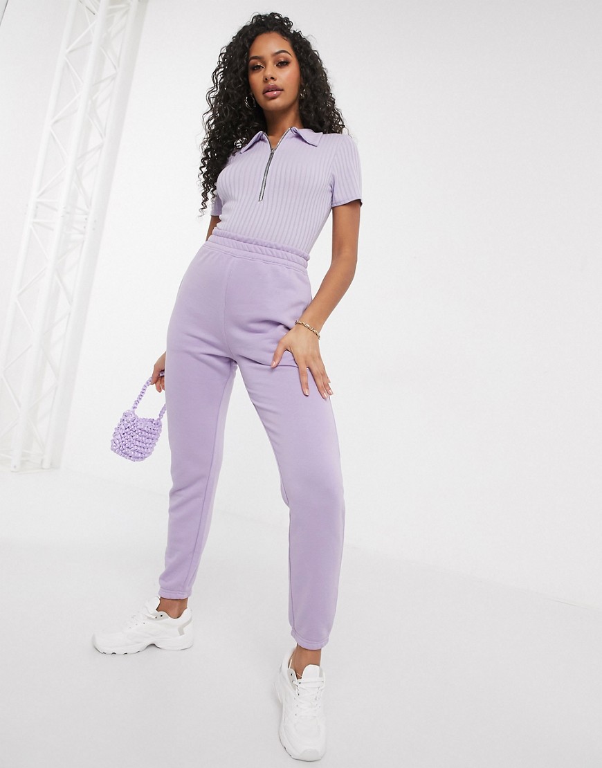Missguided co-ord slim joggers in lilac-Purple