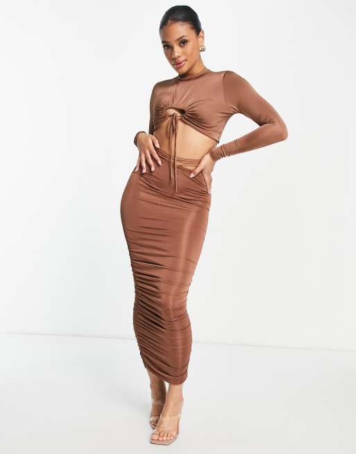 Ruched on sale skirt set