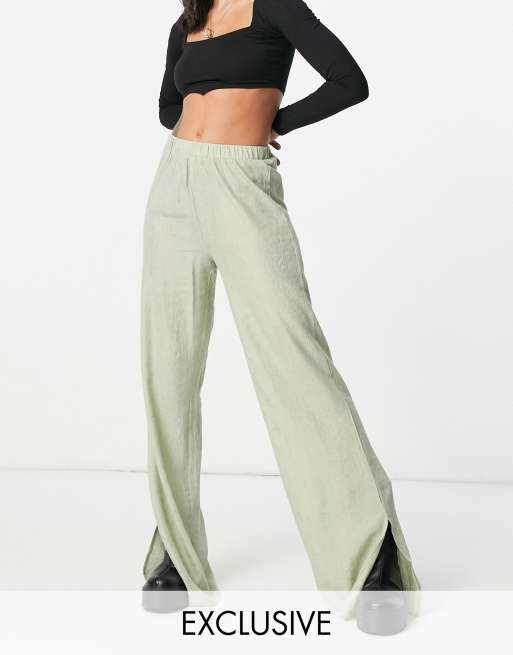 Missguided co ord textured wide leg trouser in sage