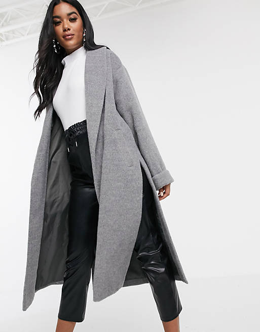 Missguided coat with shawl collar in gray | ASOS