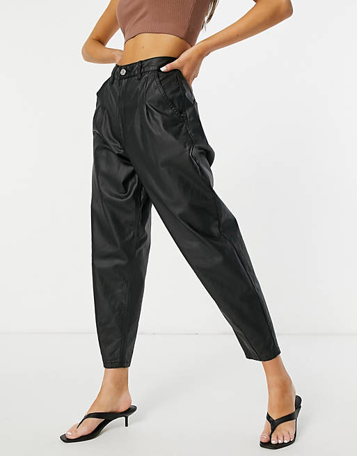 Women Missguided coated mom jean in black 