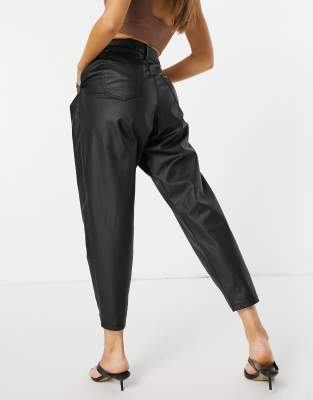 black leather mom jeans