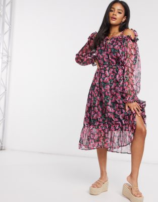 cold shoulder flower dress