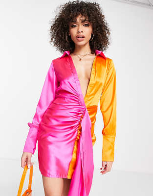 Missguided pink 2024 satin dress