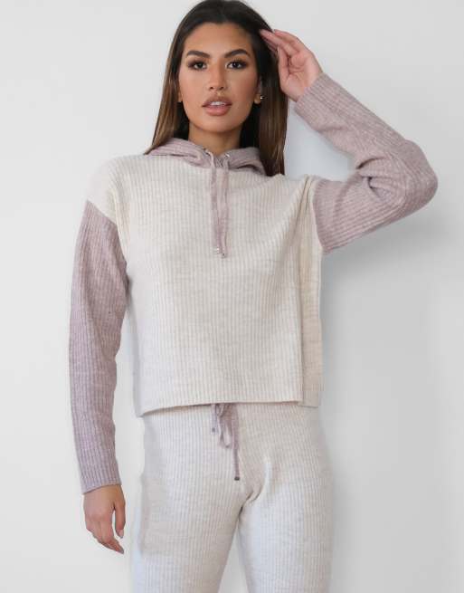 Missguided color block sweater in stone