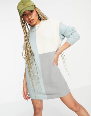 missguided colour block jumper dress