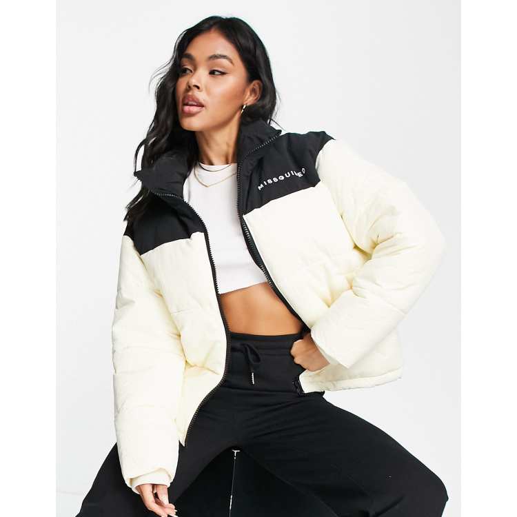 women's color block puffer jacket