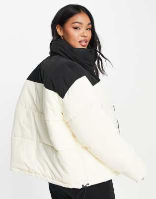 womens colour block puffer jacket