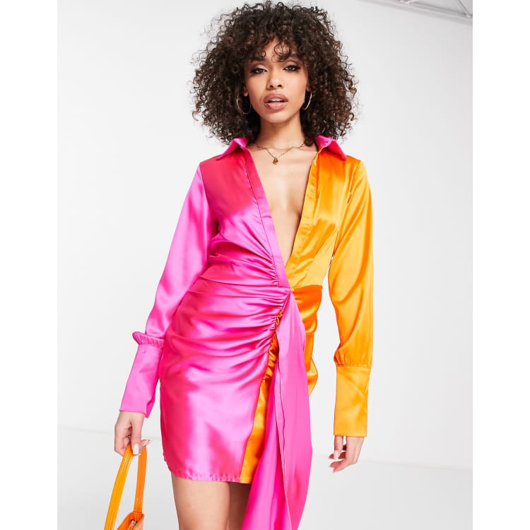 missguided orange satin dress Missguided Orange Maxi Dresses