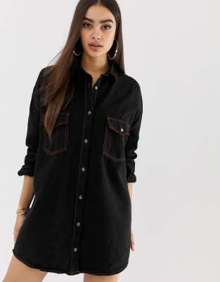 missguided black denim dress