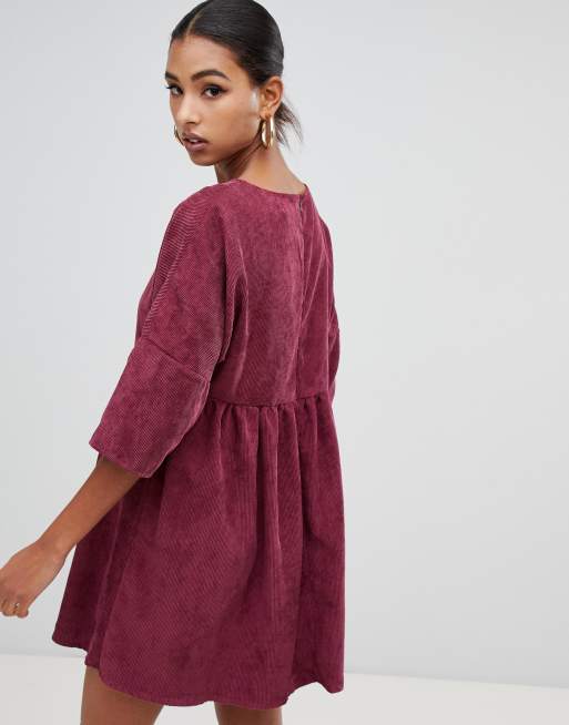 Missguided cord cheap smock dress