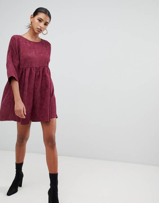 Missguided cord 2025 smock dress