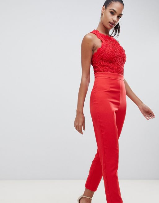 Red lace hot sale top jumpsuit