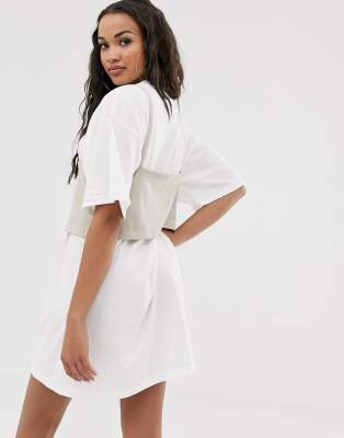 white corset shirt dress