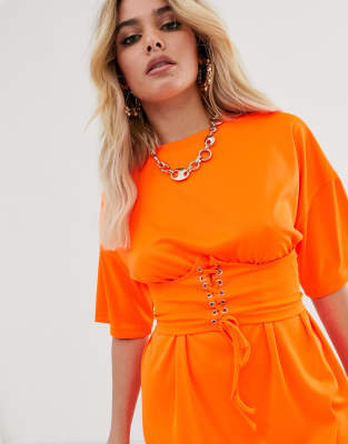 neon orange t shirt dress