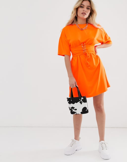 Missguided top with corset detail in orange