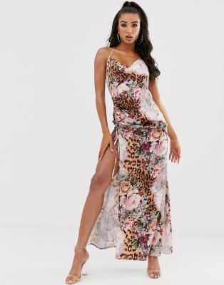 missguided leopard print maxi dress