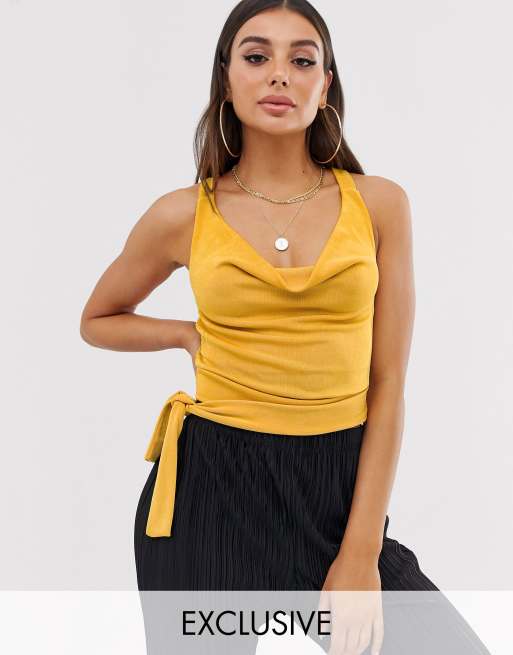 missguided cowl neck ruched side mini