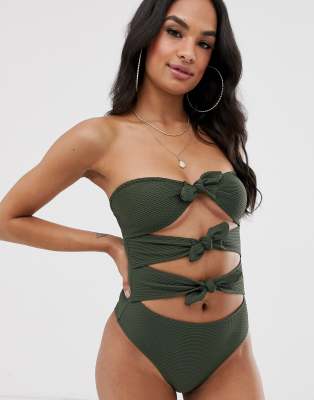 bow front cut out one piece swimsuit