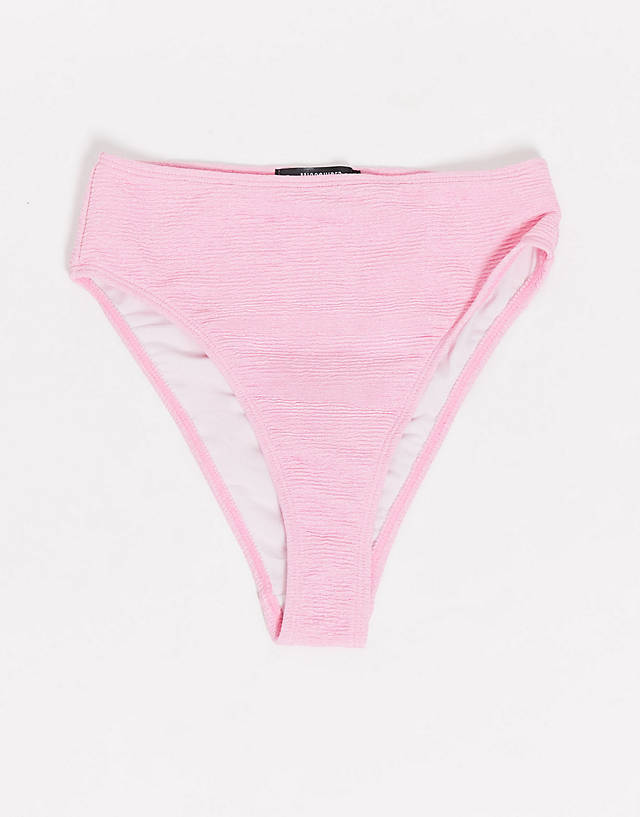 Missguided - crinkle high waist bikini bottom in pink