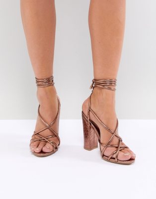 bronze block heel sandals
