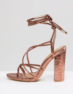 bronze block heels