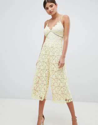 Missguided Crochet Wide Leg Jumpsuit-Yellow