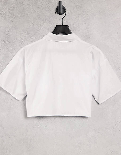 Tops Missguided crop shirt with short sleeve in white 