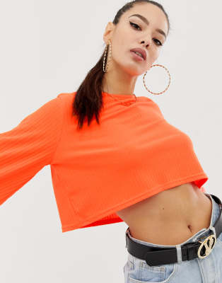 orange neon crop top