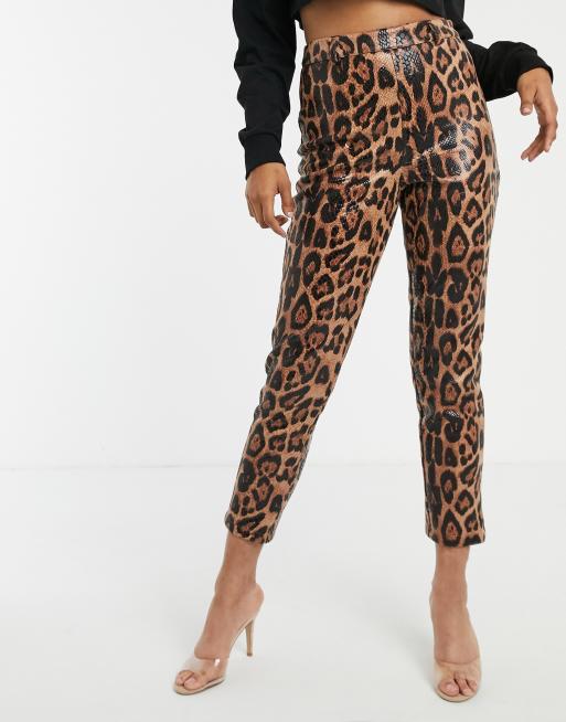 Leather Pants Outfit Idea: Animal-Print Leather Pants + Printed