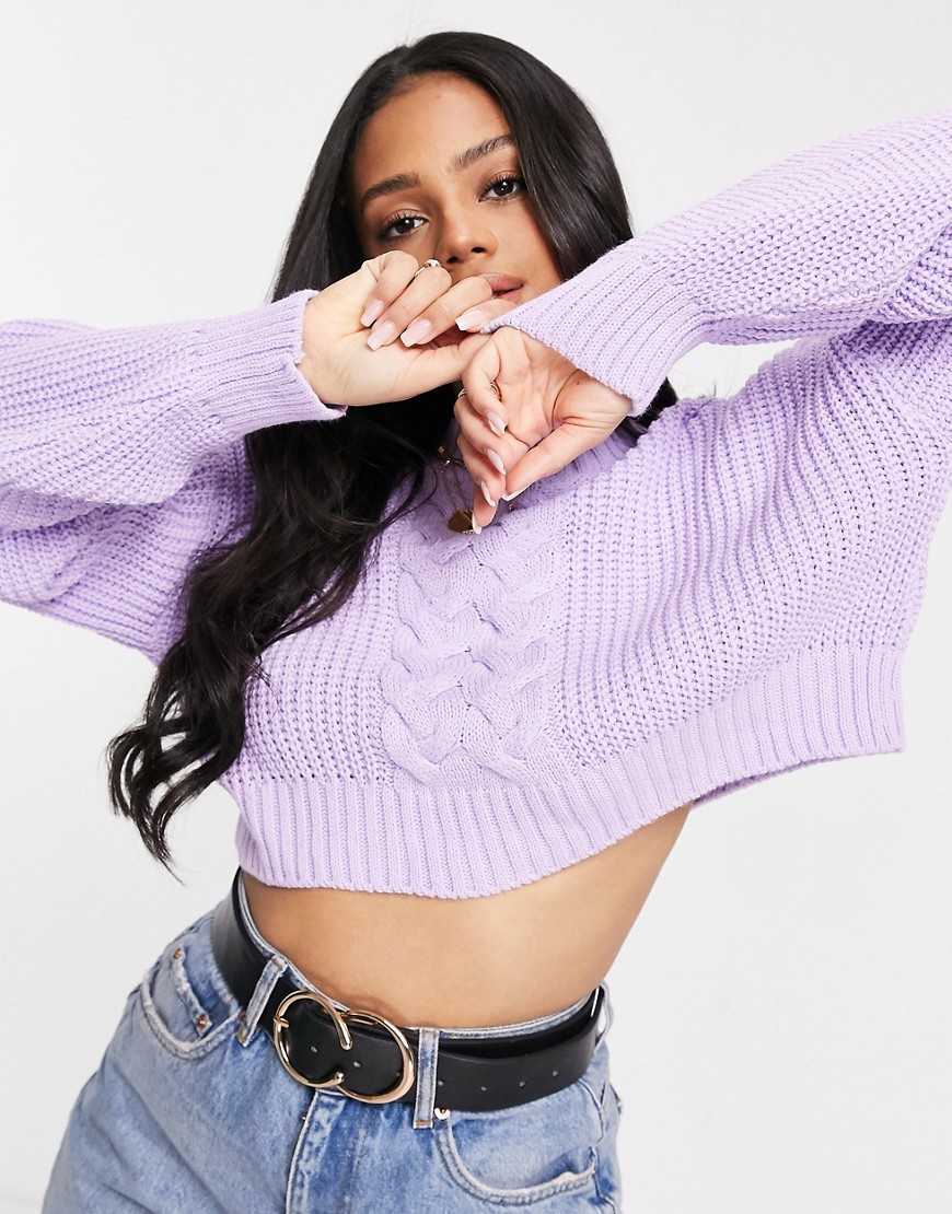 Missguided cropped sweater in lilac-Purple