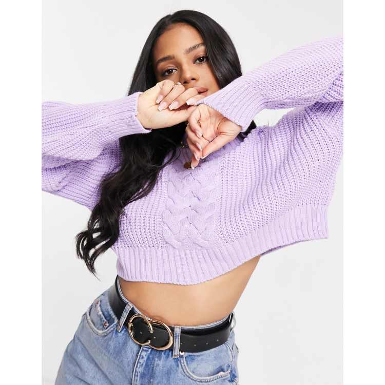 Missguided cropped sweater in lilac | ASOS