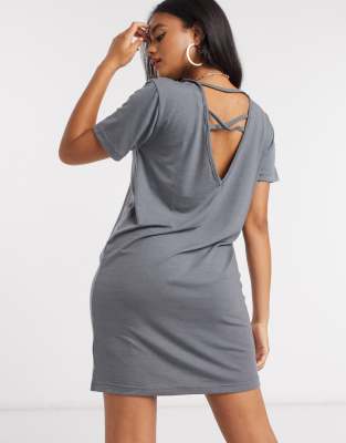 Missguided cross back t-shirt dress in 