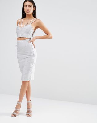 white bandage midi skirt