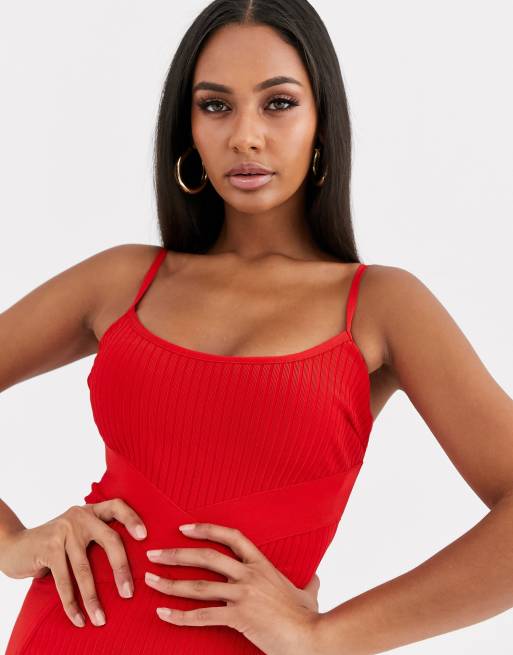 Missguided red hot sale bandage dress